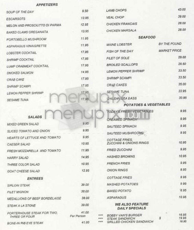 Bobby Van's - New York, NY menu_pic