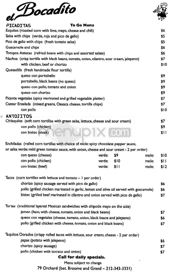 El Bocadito - New York, NY menu_pic
