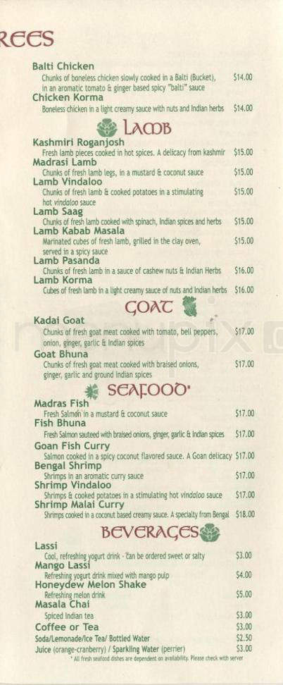 Bombay West - Hoboken, NJ menu_pic