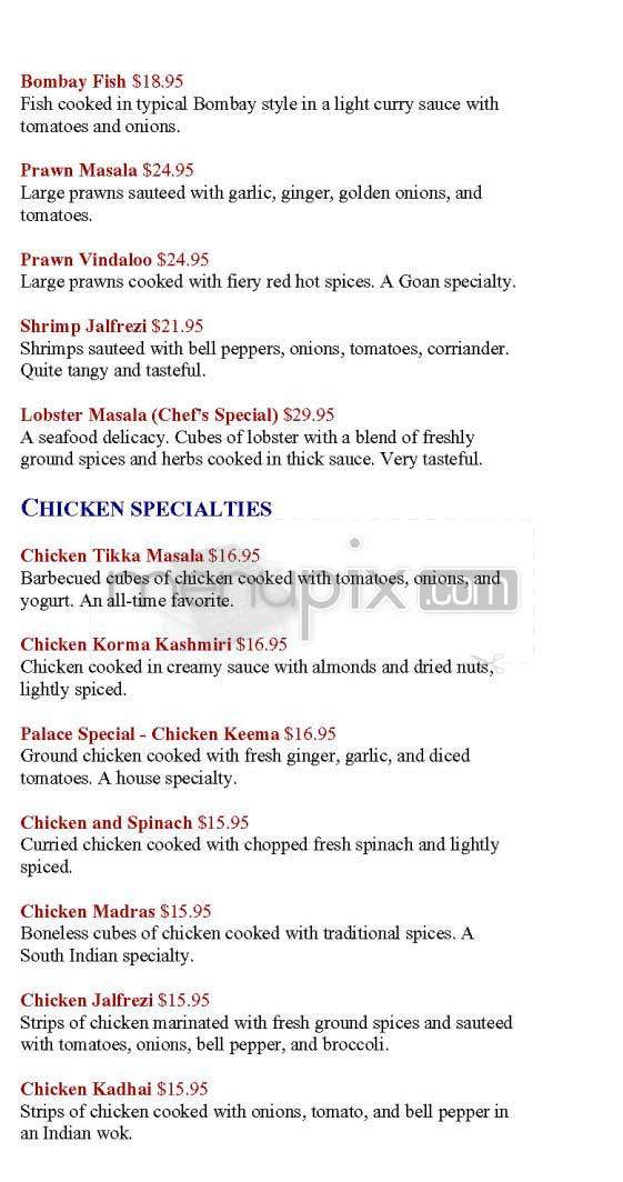 Bombay Palace - New York, NY menu_pic