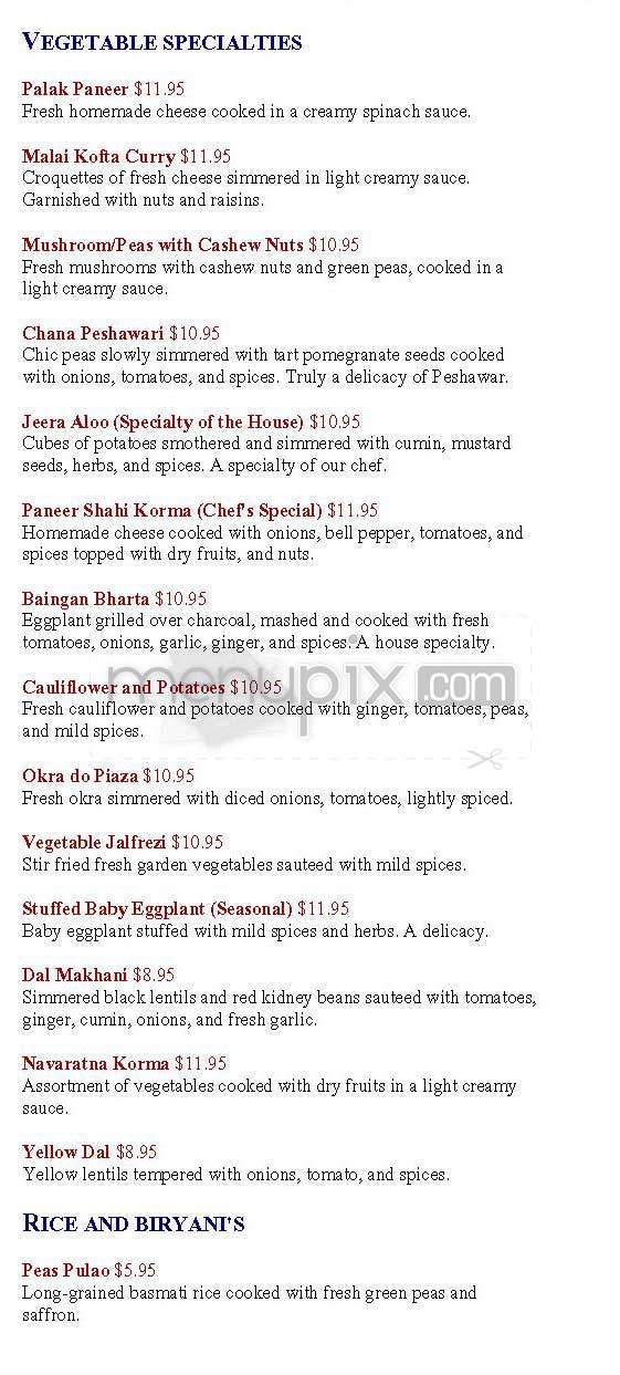 Bombay Palace - New York, NY menu_pic