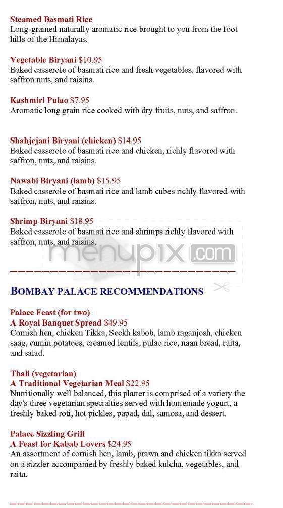 Bombay Palace - New York, NY menu_pic