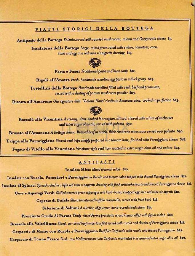 Bottega Del Vino - New York, NY menu_pic