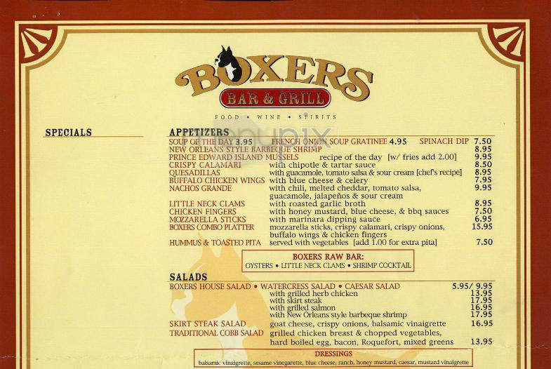 Boxers Bar & Grill - New York, NY menu_pic