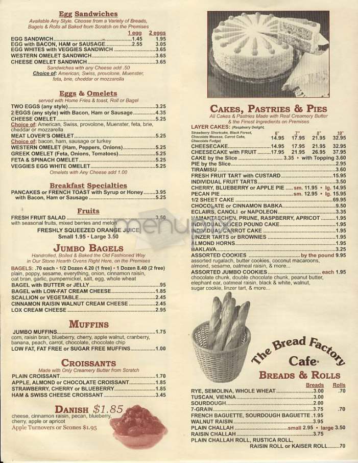 Bread Factory Cafe - New York, NY menu_pic