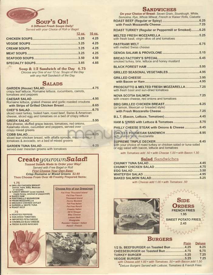Bread Factory Cafe - New York, NY menu_pic