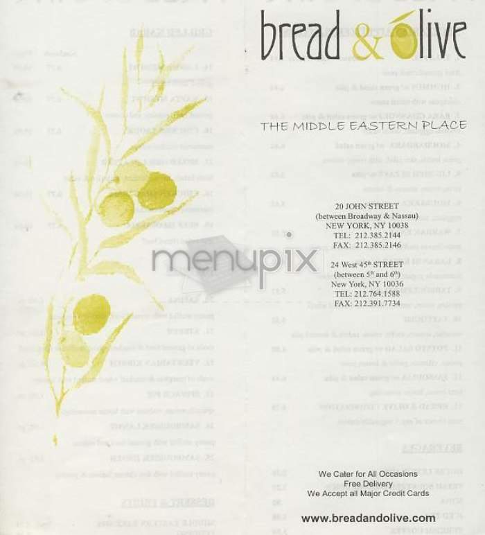 Bread & Olive - New York, NY menu_pic