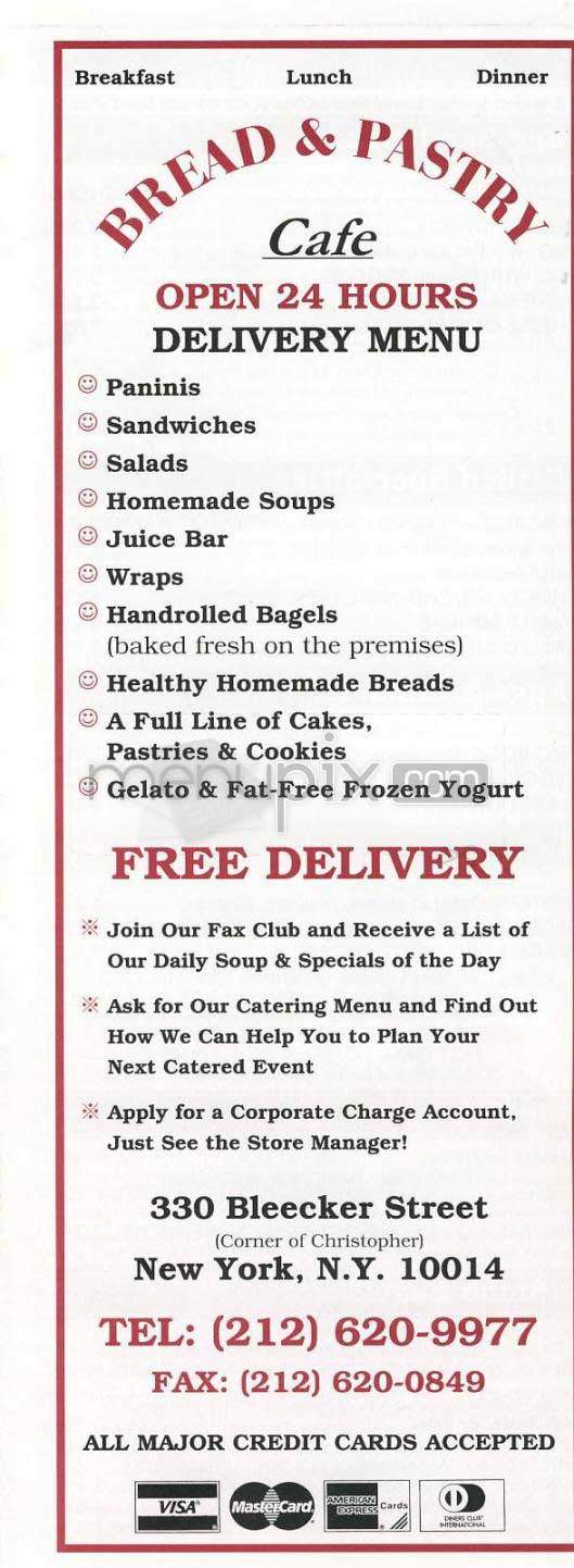 Bread and Pastry Cafe - New York, NY menu_pic