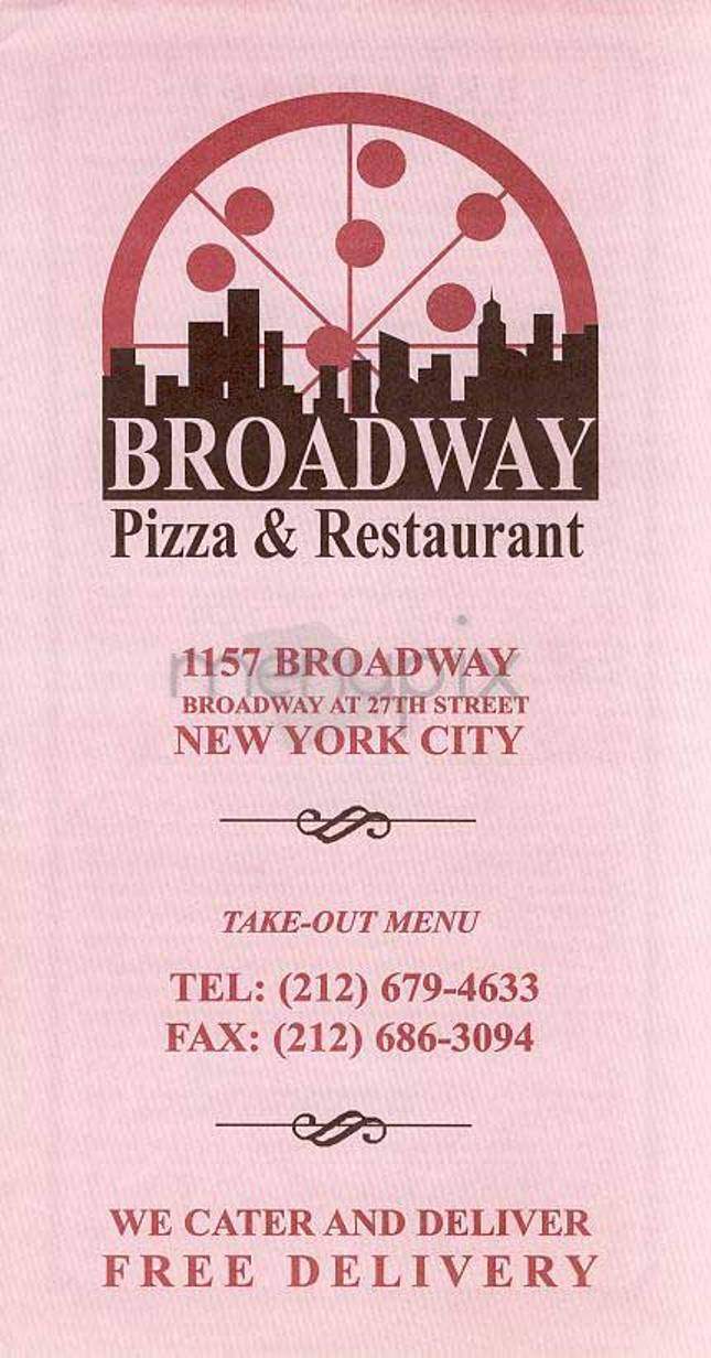 Broadway Pizza & Rest. - New York, NY menu_pic
