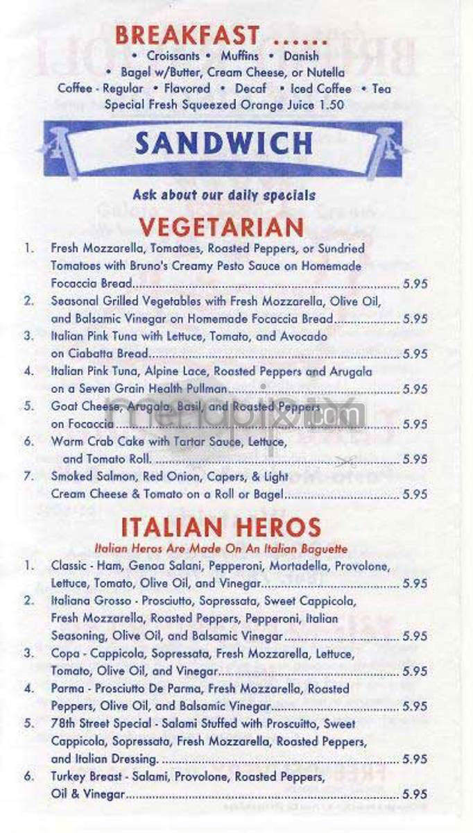 Bruno's Catering & Cafe - New York, NY menu_pic