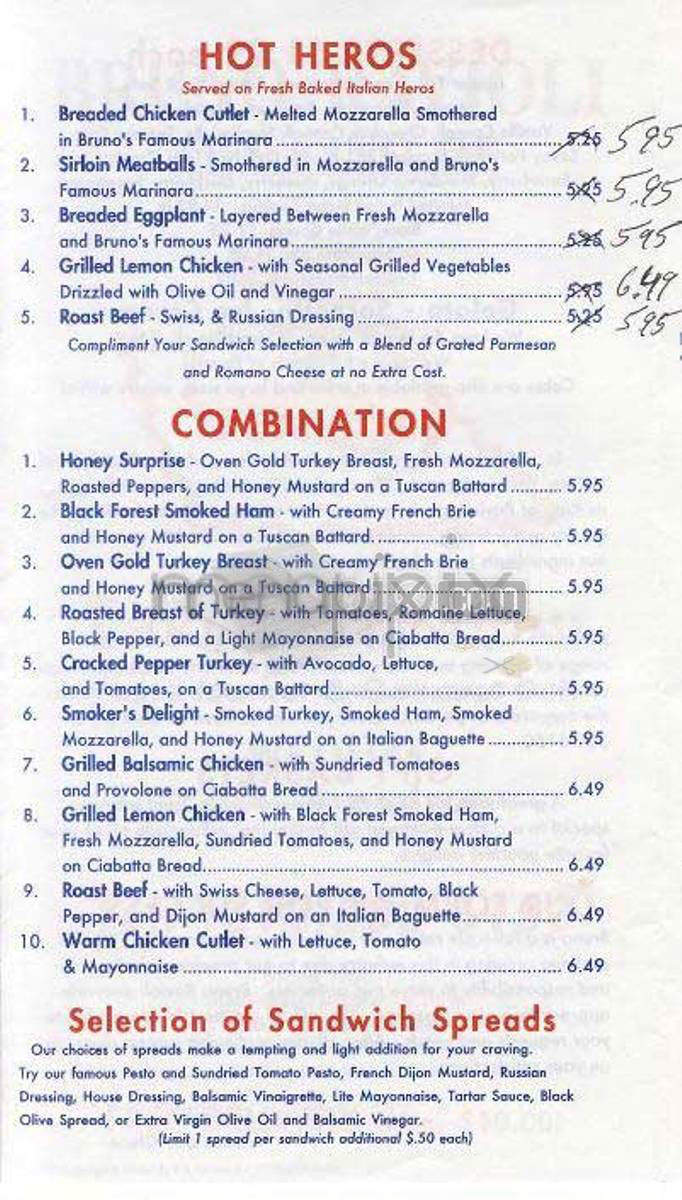 Bruno's Catering & Cafe - New York, NY menu_pic