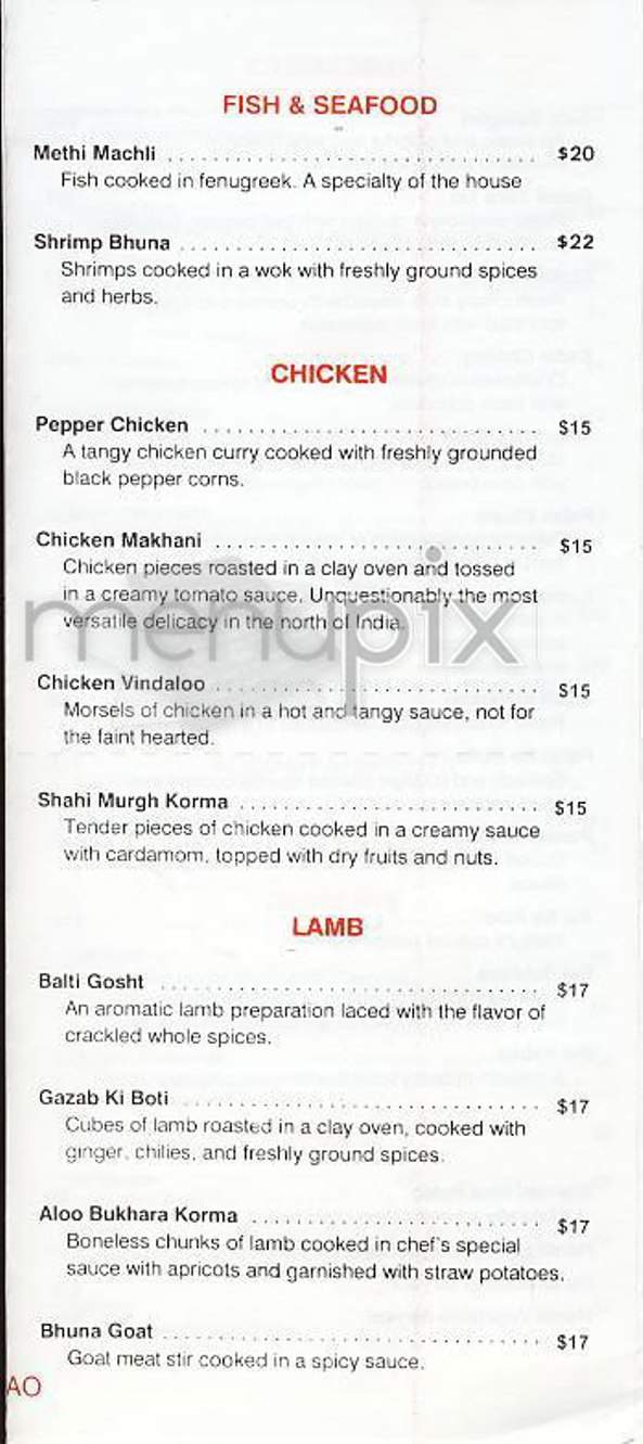 Bukhara Grill - New York, NY menu_pic