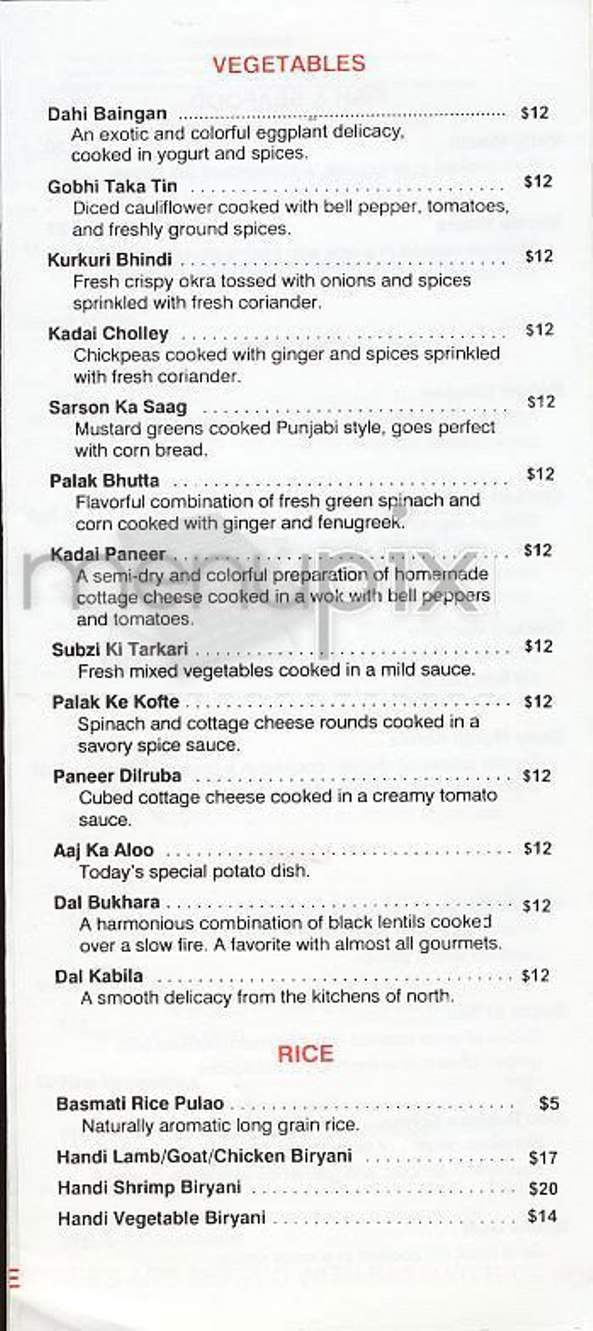 Bukhara Grill - New York, NY menu_pic