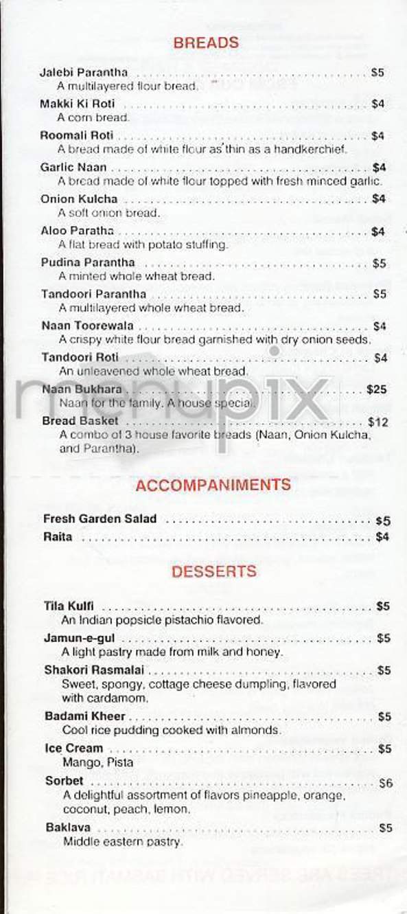 Bukhara Grill - New York, NY menu_pic