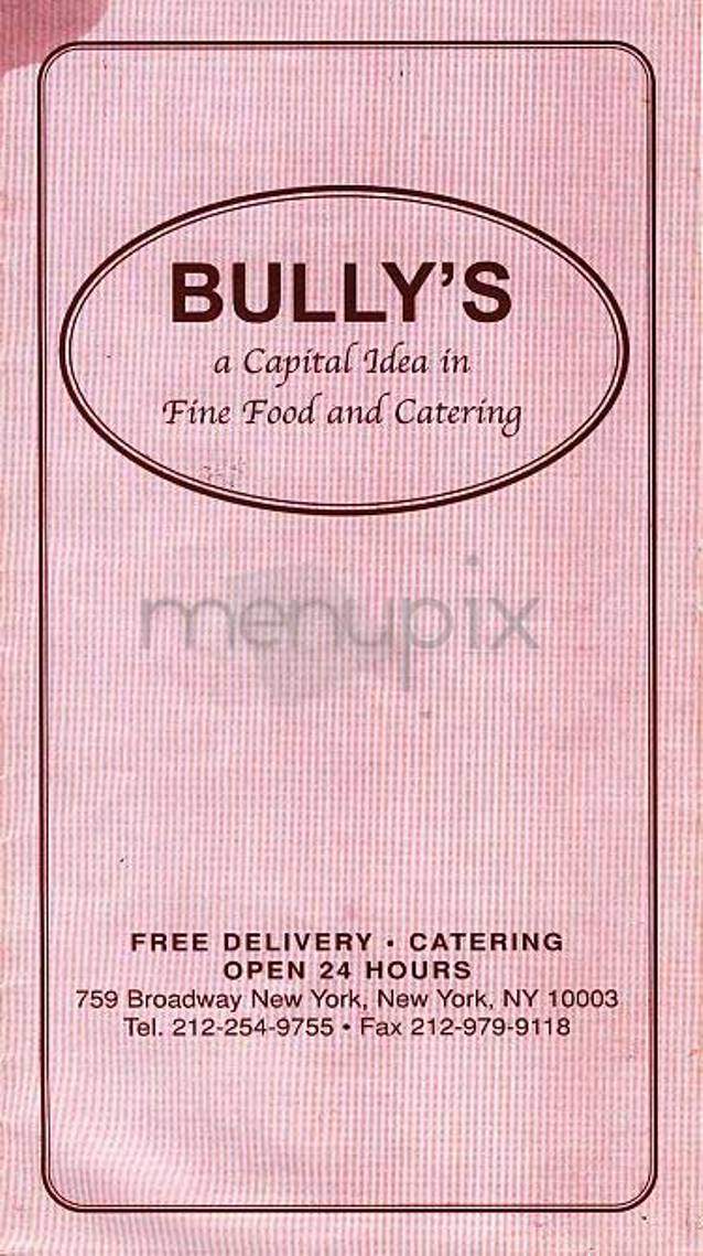 Bully's - New York, NY menu_pic