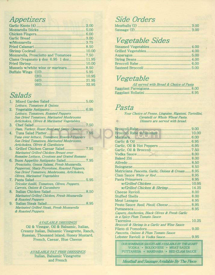 Buon Appetito Ristorante & Pizzeria - Jersey City, NJ menu_pic