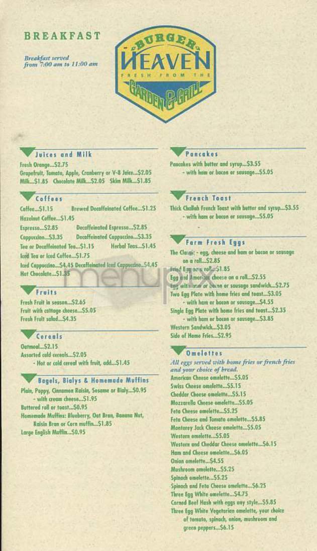 Burger Heaven - New York, NY menu_pic
