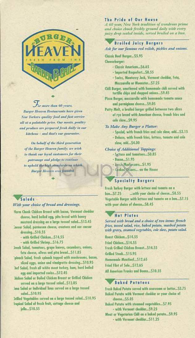 Burger Heaven - New York, NY menu_pic