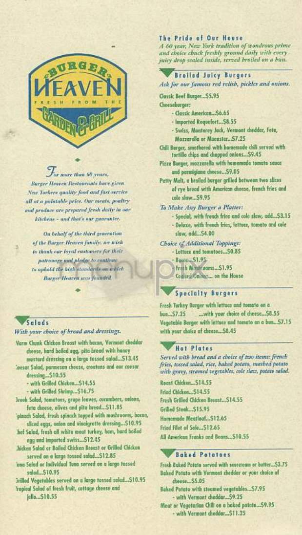 Burger Heaven - New York, NY menu_pic