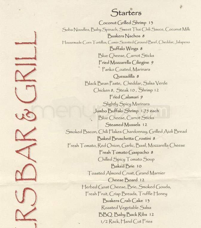 Buskers Bar & Grill - Hoboken, NJ menu_pic