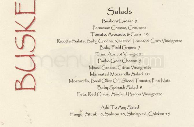 Buskers Bar & Grill - Hoboken, NJ menu_pic