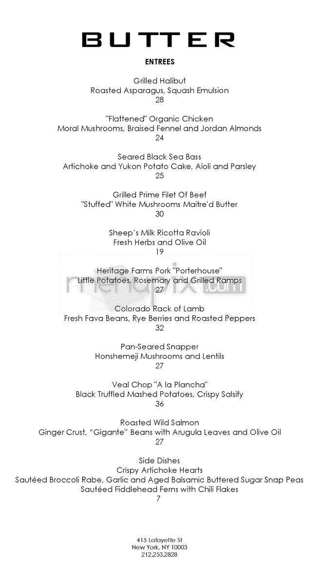 Butter - New York, NY menu_pic