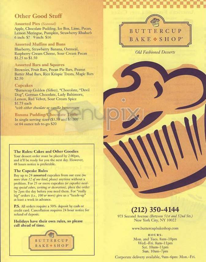 Buttercup Bake Shop - New York, NY menu_pic