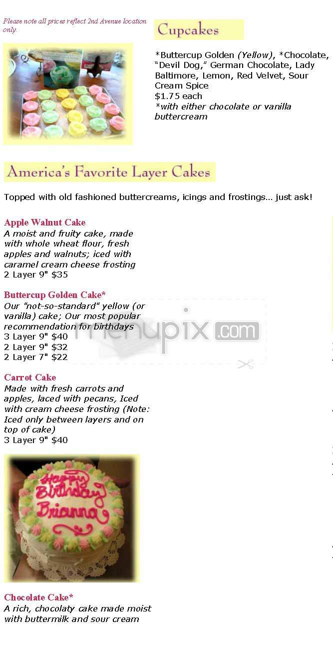 Buttercup Bake Shop - New York, NY menu_pic