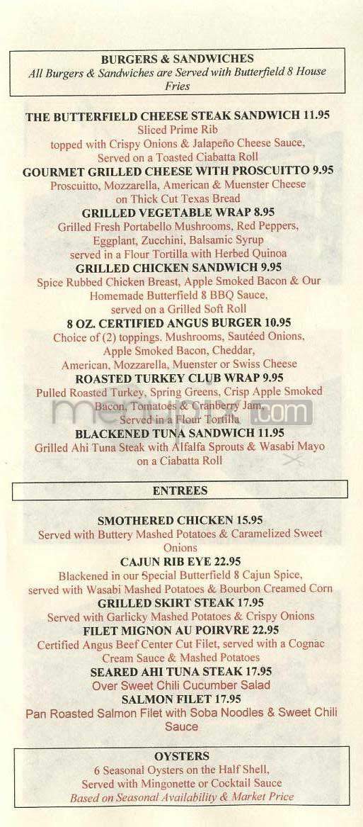 Butterfield 8 - New York, NY menu_pic