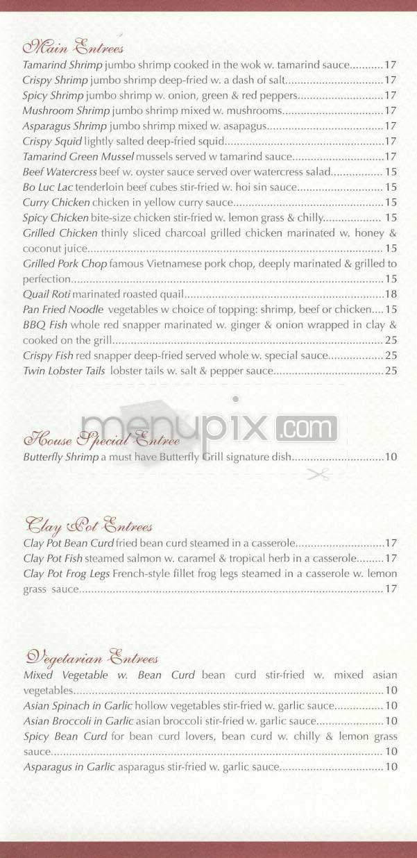 Butterfly Grill - New York, NY menu_pic