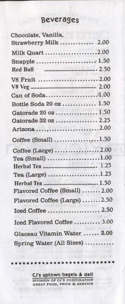 CJ's Uptown Bagel & Deli - Hoboken, NJ menu_pic