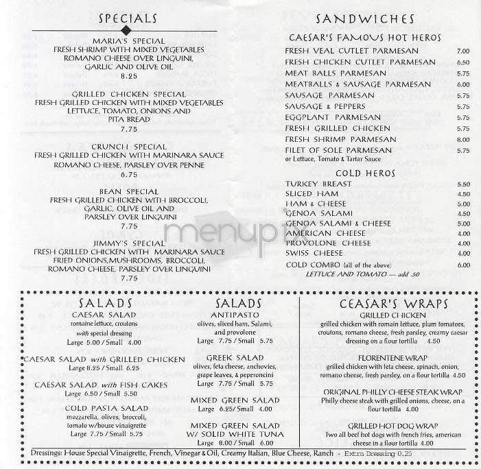 Caesar's Palace Pizza - New York, NY menu_pic