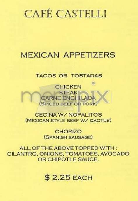 Cafe Castelli - New York, NY menu_pic