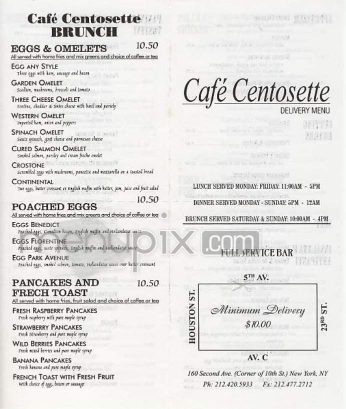 Cafe Centosette - New York, NY menu_pic