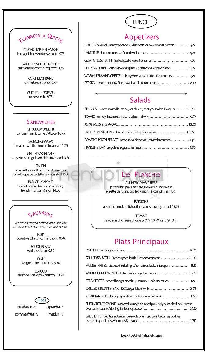 Cafe d'Alsace - New York, NY menu_pic