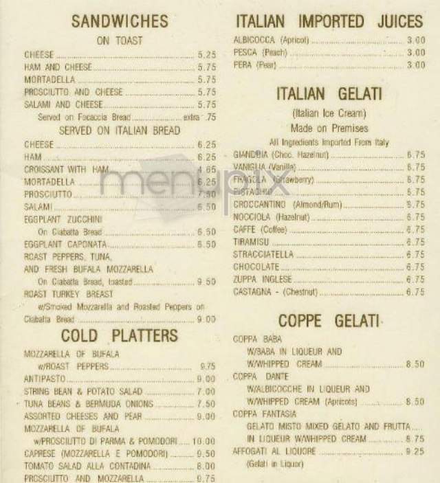 Caffe Dante - New York, NY menu_pic