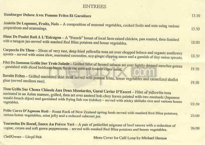 Cafe Loup - New York, NY menu_pic