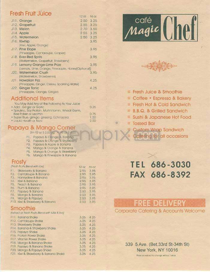 Cafe Magic Chef - New York, NY menu_pic