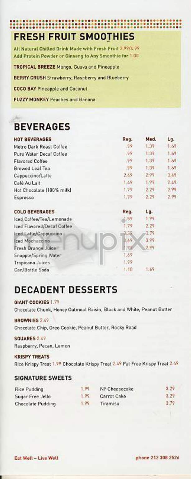 Cafe Metro - New York, NY menu_pic