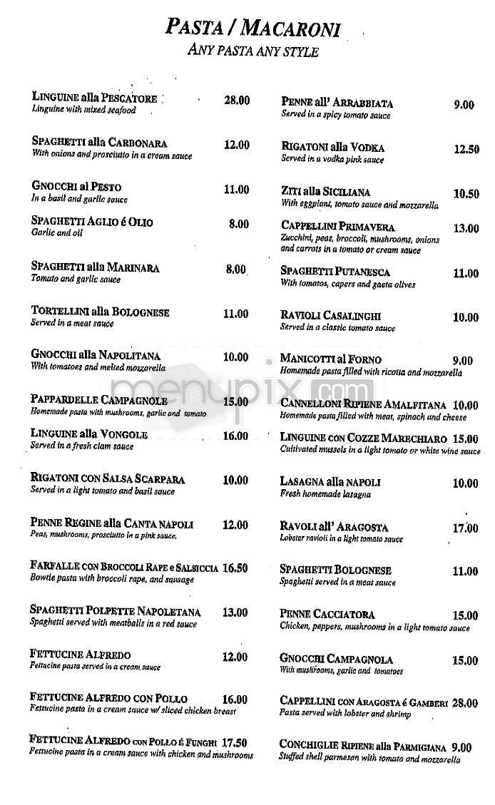 Cafe Napoli - New York, NY menu_pic