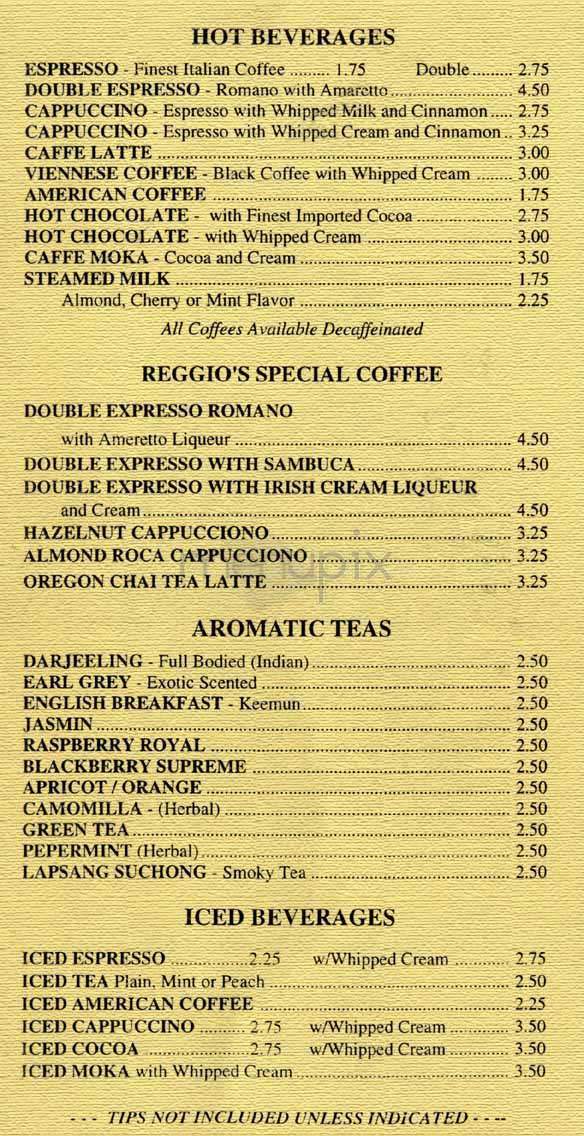 Caffe Reggio - New York, NY menu_pic