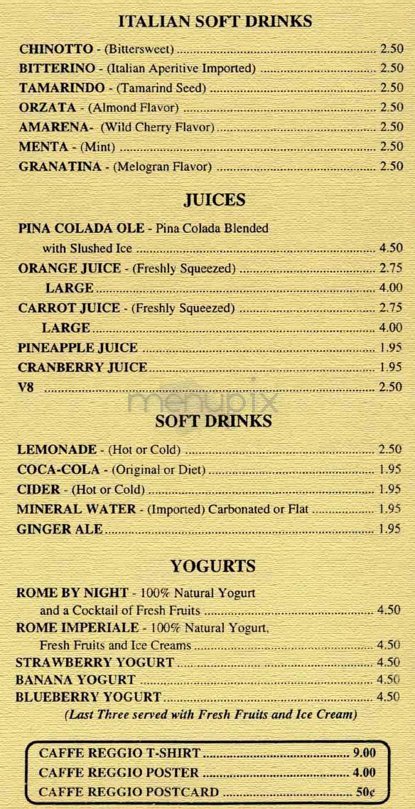 Caffe Reggio - New York, NY menu_pic