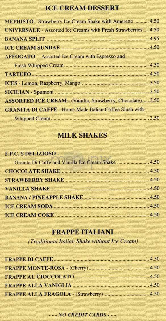 Caffe Reggio - New York, NY menu_pic