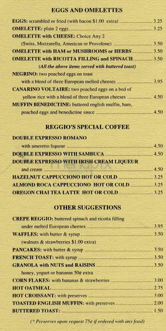 Caffe Reggio - New York, NY menu_pic