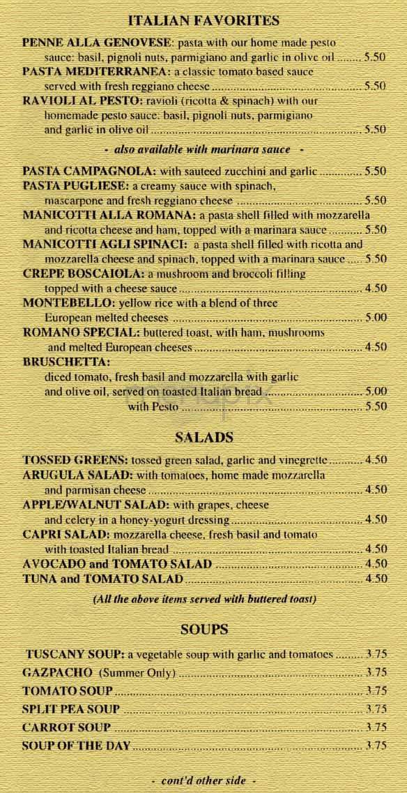 Caffe Reggio - New York, NY menu_pic