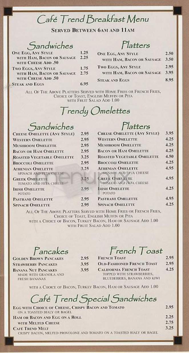 Cafe Trend - New York, NY menu_pic