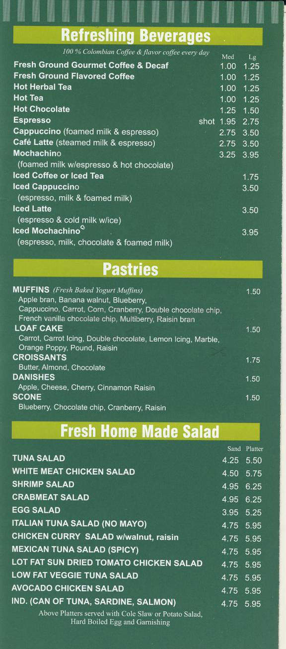 Cafe Charlie's - New York, NY menu_pic