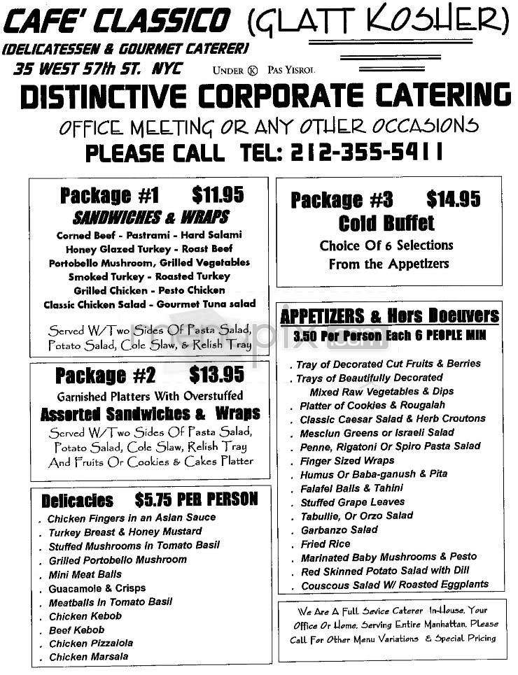 Cafe Classico - New York, NY menu_pic