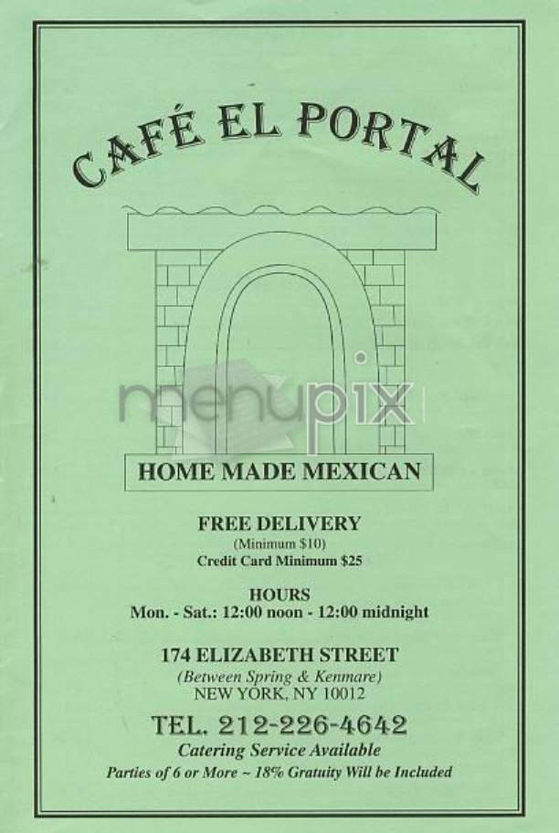 Cafe el Portal - New York, NY menu_pic