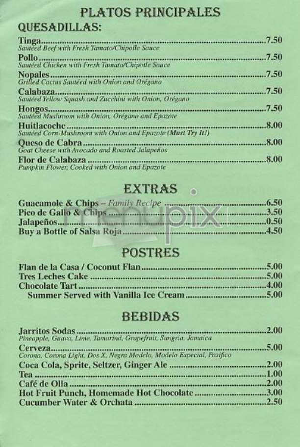 Cafe el Portal - New York, NY menu_pic